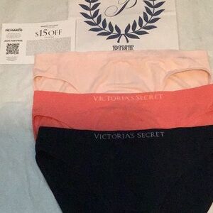 Victoria's Secret Trio Panty Set - Light Pink, Coral, Black